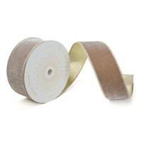 Vickerman 2.5" x 10Yd Champagne Shiny Velvet Gold Trim Christmas Ribbon