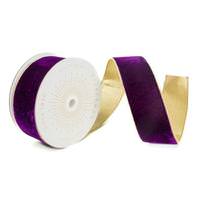 Vickerman 2.5" x 10Yd Mocha Shiny Velvet Gold Trim Christmas Ribbon