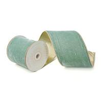 Vickerman 4" x 10Yd Light Blue Velvet Champagne Trim Christmas Ribbon