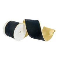 Vickerman 4" x 10Yd Black Velvet Gold Shiny Trim Christmas Ribbon