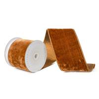 Vickerman 4" x 10Yd Mocha Velvet Gold Trim Christmas Ribbon