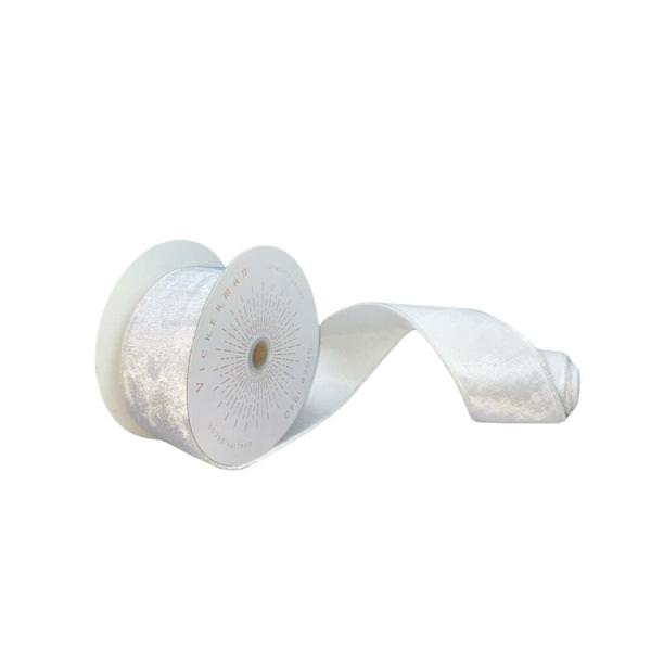 2.5" x 10Yd White Plush Velvet Christmas Ribbon