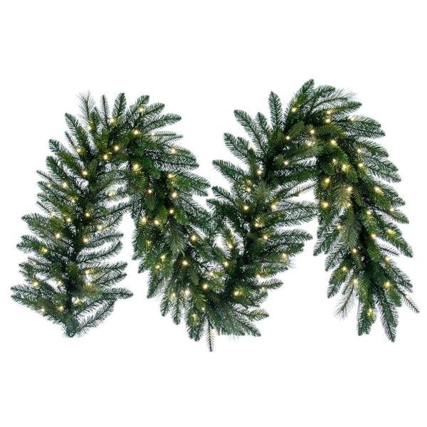 9' x 18" Green Berkley Mixed Pine Pre-Lit Artificial Christmas Garland 150 Warm White LED Lights 