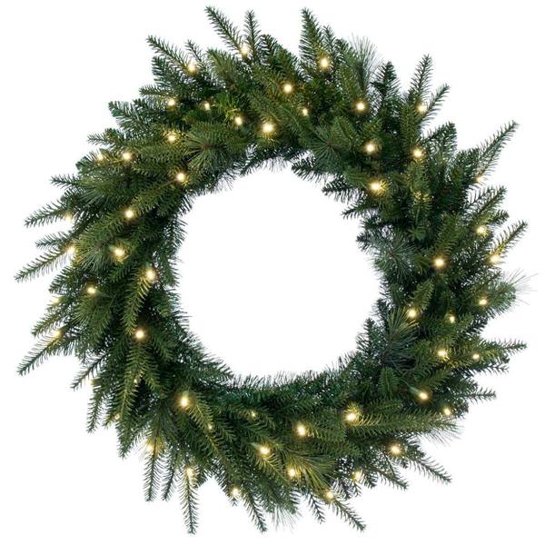 30"  Berkley Mixed 50 Light Warm White Artificial Christmas Wreath