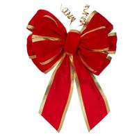 Vickerman 18"x 19" Red Velvet Gold Trim 11 Loop Christmas Bow