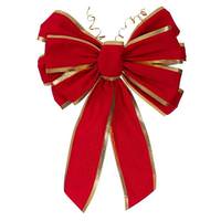 Vickerman 24"x 25" Red Velvet Gold Trim 11 Loop Christmas Bow
