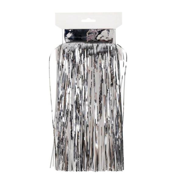 10' x 12" Silver Icicle Tinsel Curtain (4 Pack)