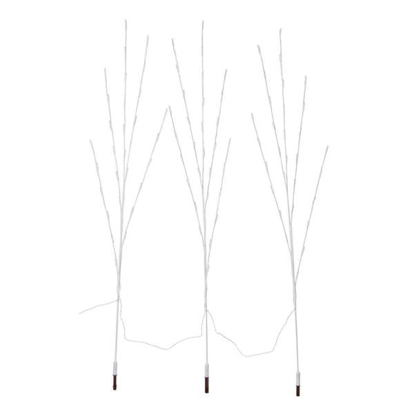 90 Light 60" Pure White Artificial Lighted Branch Artificial LED Twig Stake Lights (3 Pack)