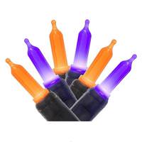 Vickerman 50 Light 16' T5 Black Wire Orange/Purple Christmas Light String Set
