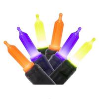 Vickerman 50 Light 16' T5 Black Wire Orange/Purple/Lime Christmas Light String Set