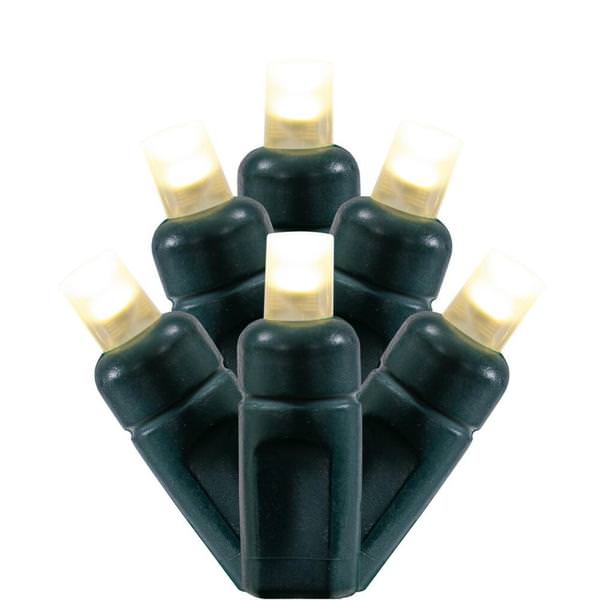 50 Light 25' Green Wire Warm White Wide Angle LED Christmas Light String Set 