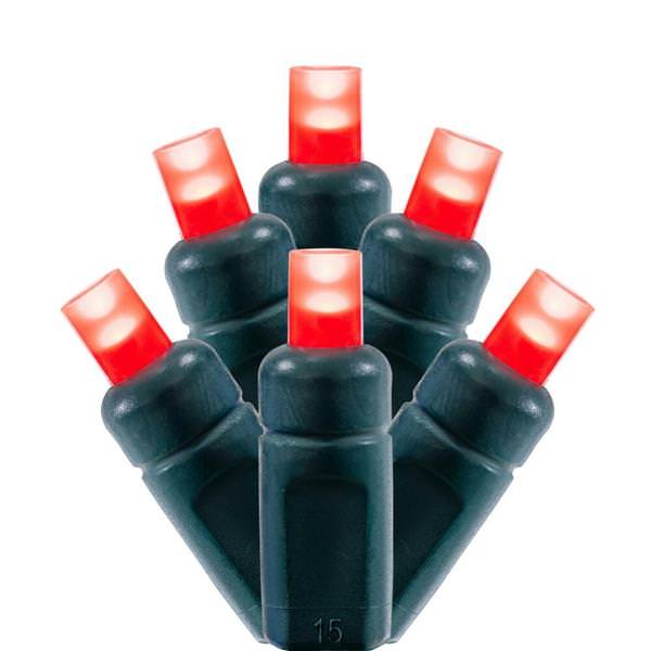 50 Light 25' Green Wire Red Wide Angle LED Christmas Light String Set 