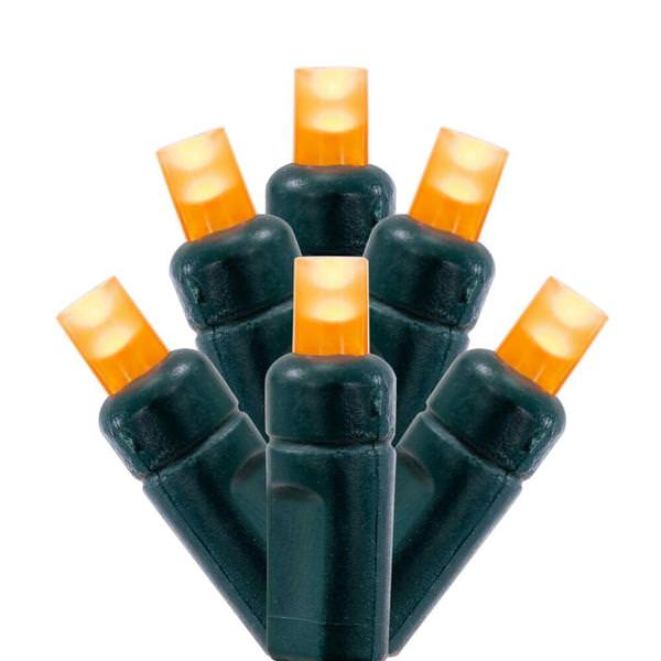 50 Light 25' Green Wire Orange Wide Angle LED Christmas Light String Set 