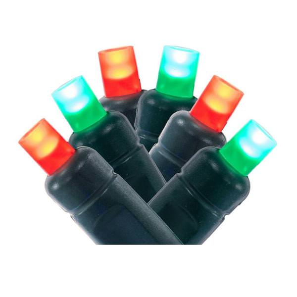 50 Light 25' Green Wire Red/Green Wide Angle LED Christmas Light String Set 