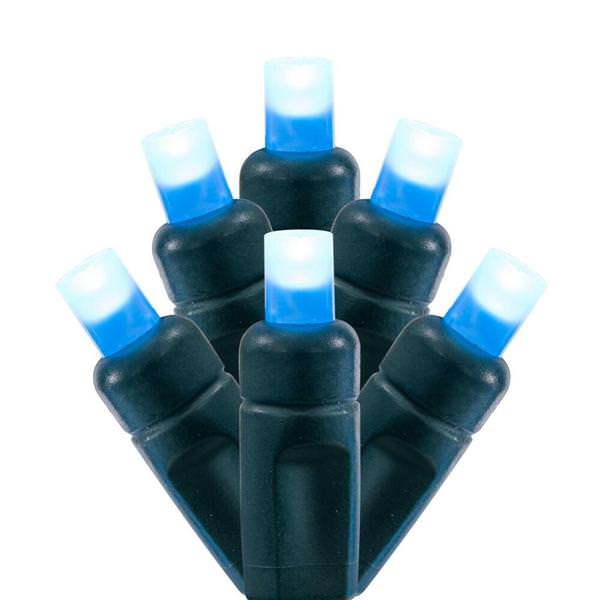 50 Light 25' Green Wire Teal Wide Angle LED Christmas Light String Set 