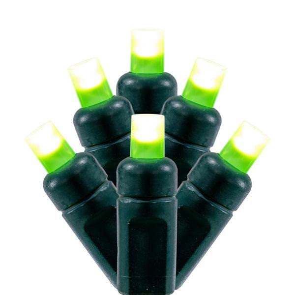 50 Light 25' Green Wire Lime Wide Angle LED Christmas Light String Set 