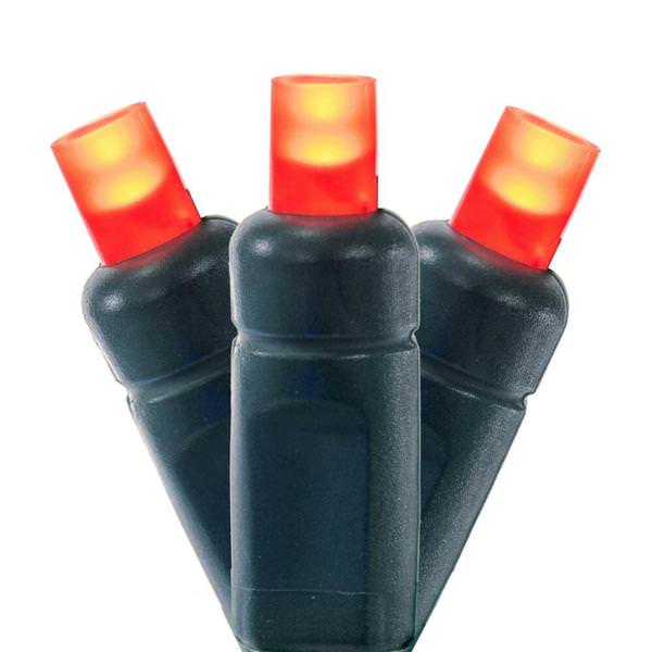 50 Light 25' Green Wire Red Frosted LED Christmas Light Set