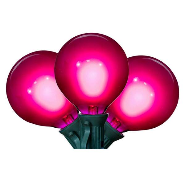 15 Light 0.6 watt 120 volt G50 Candelabra Screw Base Green Wire Purple LED String Light Set 