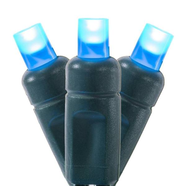 50 Light 25' Green Wire Teal LED Christmas Light Set