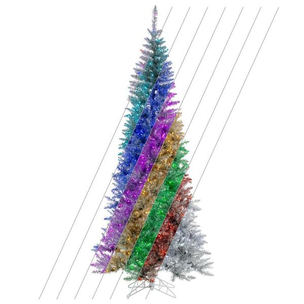 9' x 47" Silver Slim 702 LED Light Prelit Christmas Tree