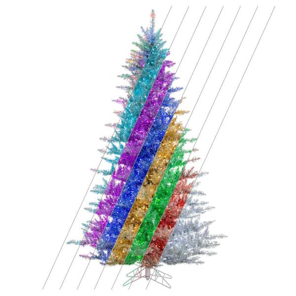 9' x 62" Silver 999 Light RGB Artificial Christmas Tree 