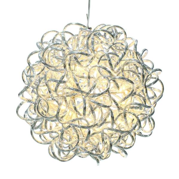6" 40 Light Warm White Spiral Silver Aluminum LED Sphere