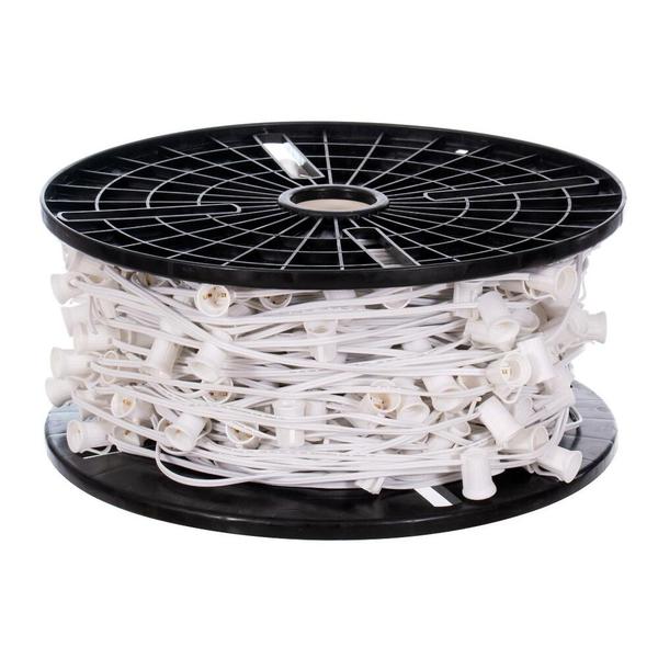 500' White C9 Socket Spool with 12" Spacing