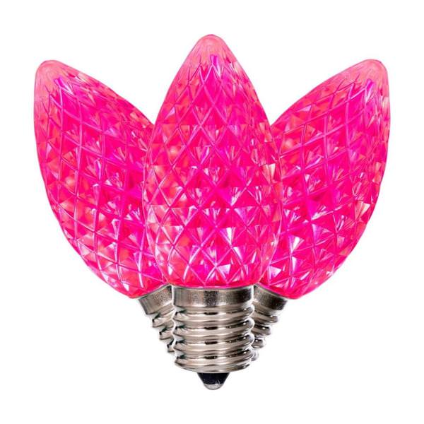 7 watt C9 Intermediate Screw Base Pink Faceted Replacement LED Light Bulb (25 Pack)