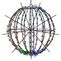 Vickerman 208Lt x 24" RGB/Warm Black Folding White Wire LED Sphere