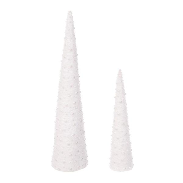 16" & 24" White Pearl Artificial Cone Tree (2 Pack