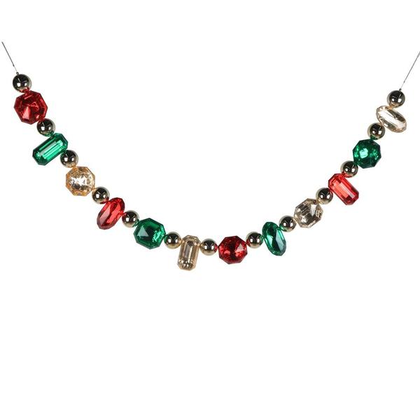 6' Red/Green/Champagne Jewel Garland