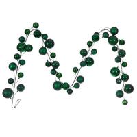 Vickerman 10' Green Matte Shiny Pearl Ball Branch Ornament Wire Garland