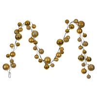 Vickerman 10' Gold Matte Shiny Pearl Ball Branch Ornament Wire Garland
