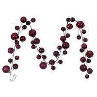 Vickerman 10' Wine Matte Shiny Pearl Ball Branch Ornament Wire Garland