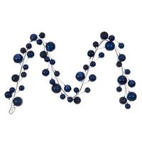 Vickerman 10' Midnight Blue Matte Shiny Pearl Ball Branch Ornament Wire Garland