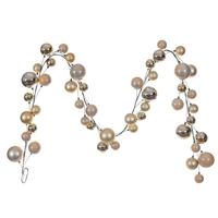 Vickerman 10' Champagne Shiny Pearl Ball Branch Ornament Wire Garland