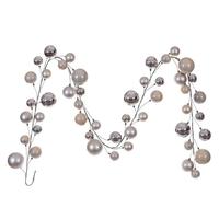 Vickerman 10' Oat Shiny Pearl Ball Branch Ornament Wire Garland
