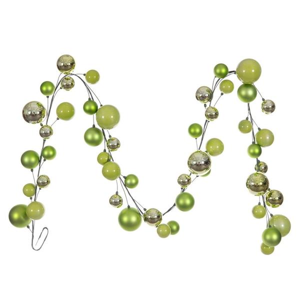 10' Celadon Shiny Pearl Ball Branch Ornament Wire Garland