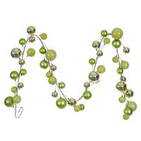 Vickerman 10' Celadon Shiny Pearl Ball Branch Ornament Wire Garland