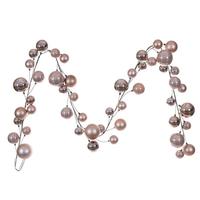 Vickerman 10' Rose Gold Shiny Pearl Ball Branch Ornament Wire Garland