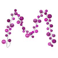 Vickerman 10' Hot Pink Shiny Pearl Ball Branch Ornament Wire Garland