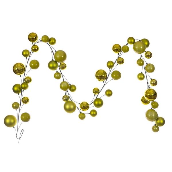 10' Lime Shiny Pearl Ball Branch Ornament Wire Garland