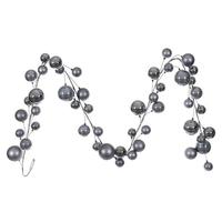 Vickerman 10' Pewter Shiny Pearl Ball Branch Ornament Wire Garland