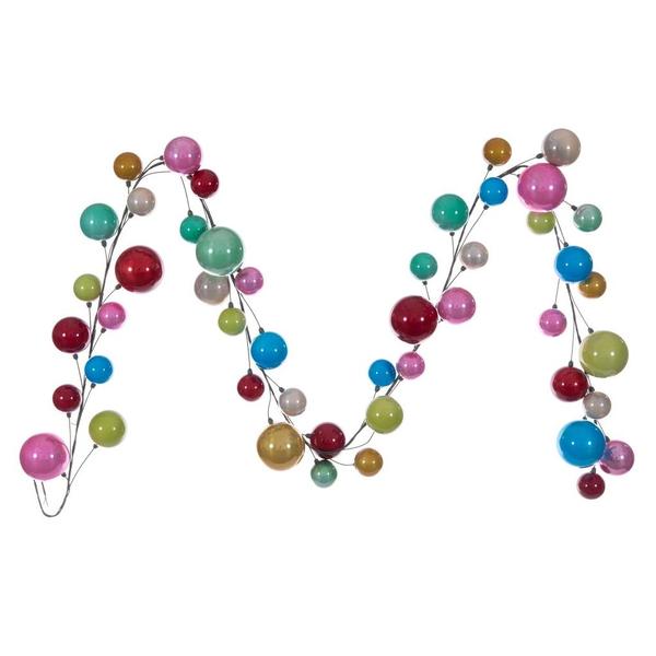 10' Multi-Color Shiny Pearl Ball Branch Ornament Wire Garland