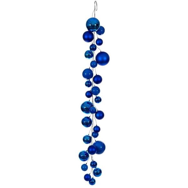 6' Blue Matte Shiny Pearl Branch Wire Garland