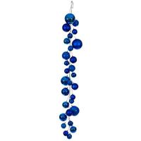 View 6' Blue Matte Shiny Pearl Branch Wire Garland