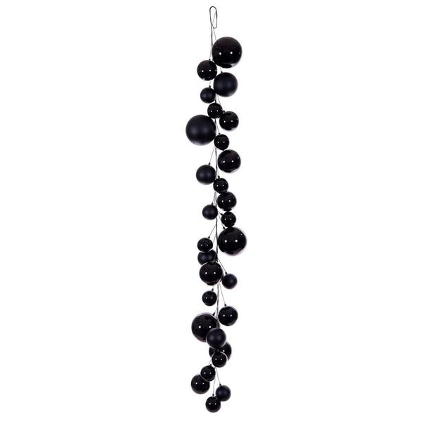 6' Black Matte Shiny Pearl Branch Wire Garland