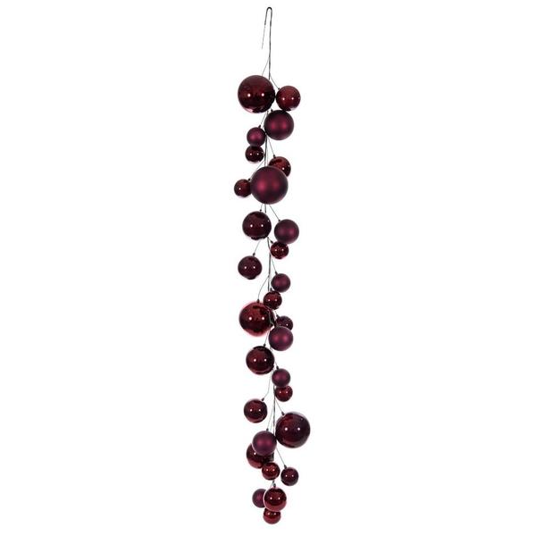 6' Wine Matte Shiny Pearl Branch Wire Garland