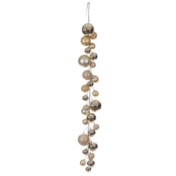 6' Champagne Matte Shiny Pearl Branch Wire Garland