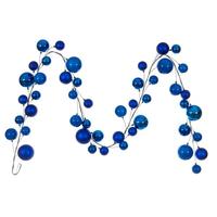 Vickerman 10' Blue Matte Shiny Pearl Ball Branch Ornament Wire Garland